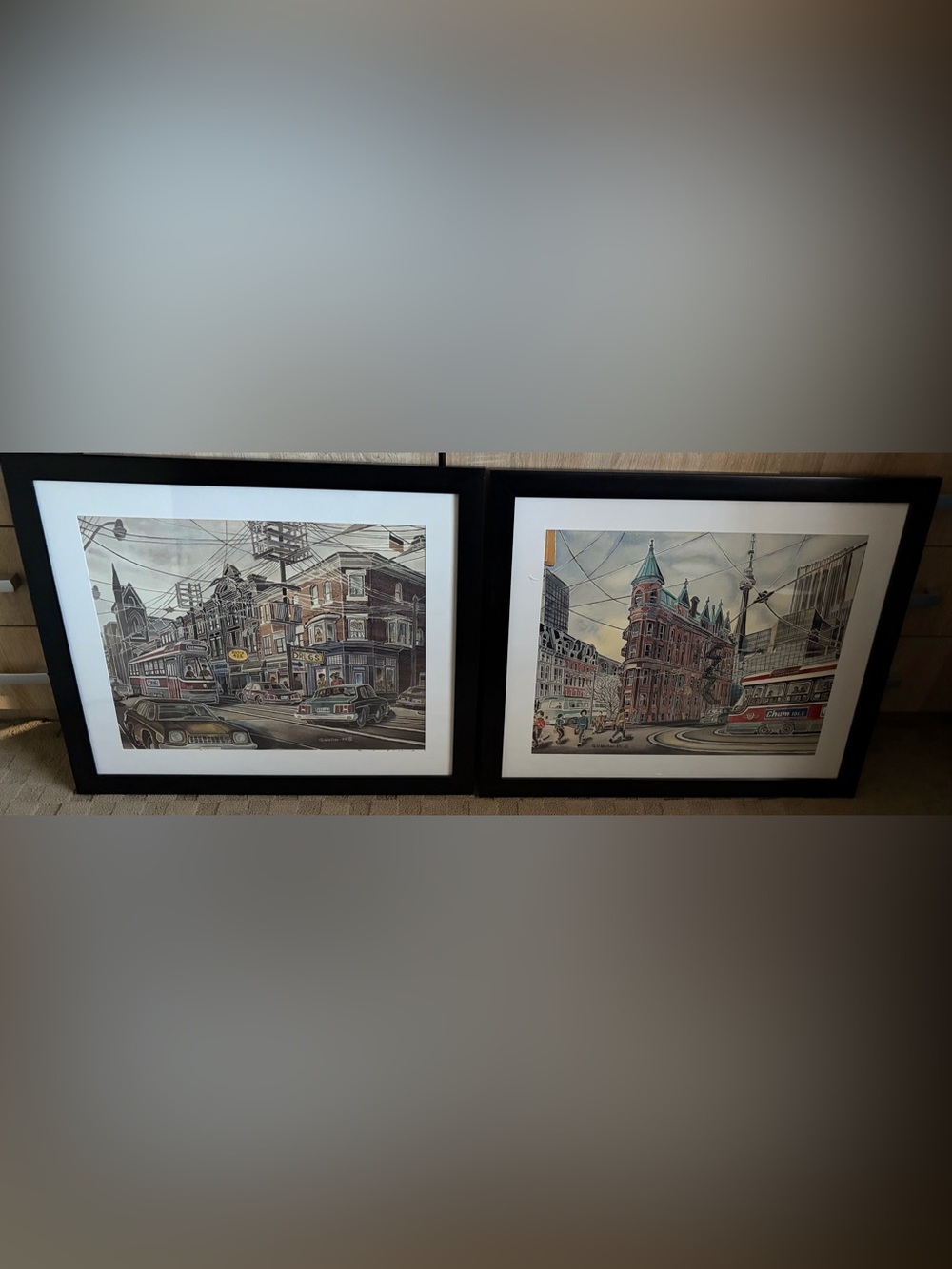 DOWNTOWN VINTAGE PRINTS BY G.V WALTON OF TORONTO $75 for pair of prints